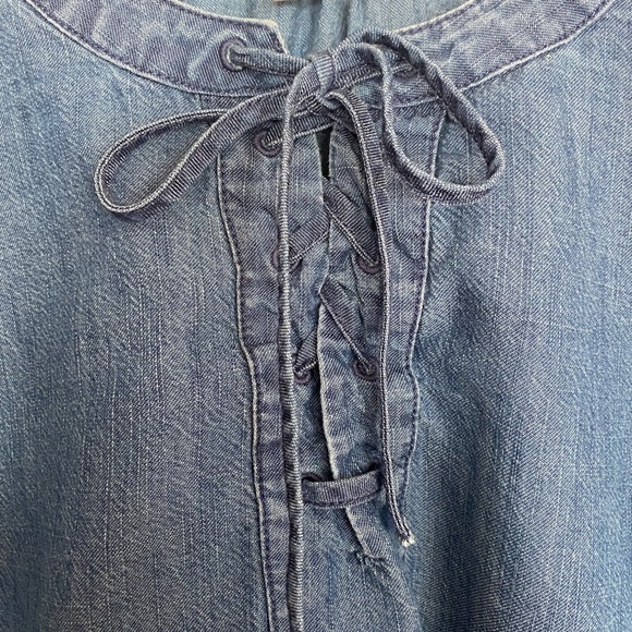 Soft Joie Andiva Lace Up Pullover Denim Blouse - Picture 5 of 7